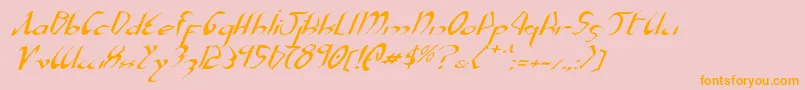 Fonte XaphanExpandedItalic – fontes laranjas em um fundo rosa