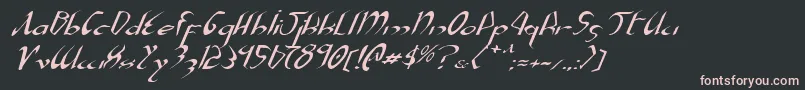 XaphanExpandedItalic-fontti – vaaleanpunaiset fontit mustalla taustalla