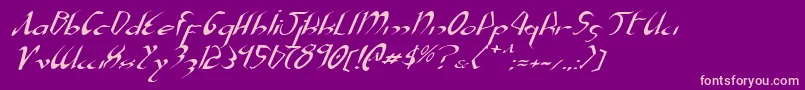 フォントXaphanExpandedItalic – 紫の背景にピンクのフォント