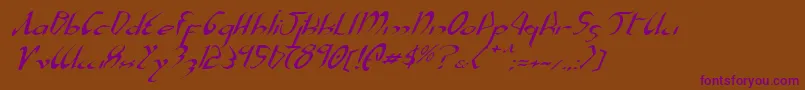 XaphanExpandedItalic-Schriftart – Violette Schriften auf braunem Hintergrund