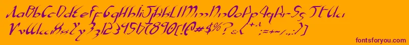 XaphanExpandedItalic-fontti – violetit fontit oranssilla taustalla