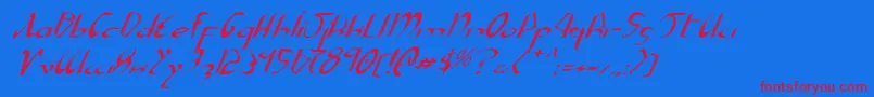 XaphanExpandedItalic-Schriftart – Rote Schriften auf blauem Hintergrund