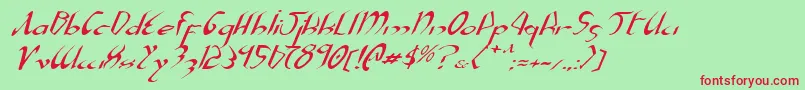 フォントXaphanExpandedItalic – 赤い文字の緑の背景