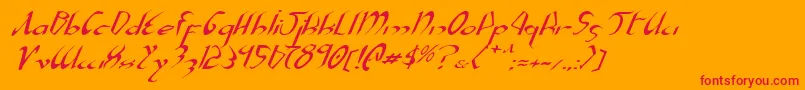 XaphanExpandedItalic-Schriftart – Rote Schriften auf orangefarbenem Hintergrund