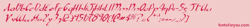 フォントXaphanExpandedItalic – ピンクの背景に赤い文字