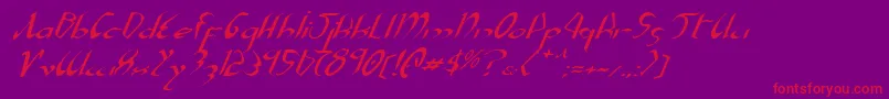 XaphanExpandedItalic-fontti – punaiset fontit violetilla taustalla