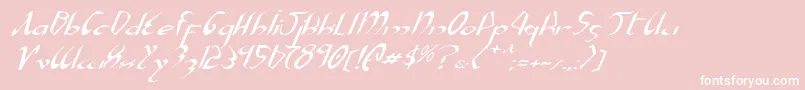 Fonte XaphanExpandedItalic – fontes brancas em um fundo rosa