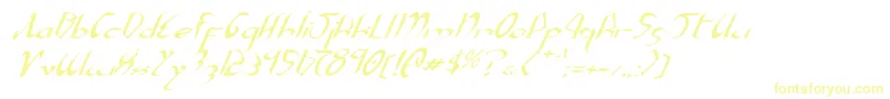 XaphanExpandedItalic-fontti – keltaiset fontit valkoisella taustalla