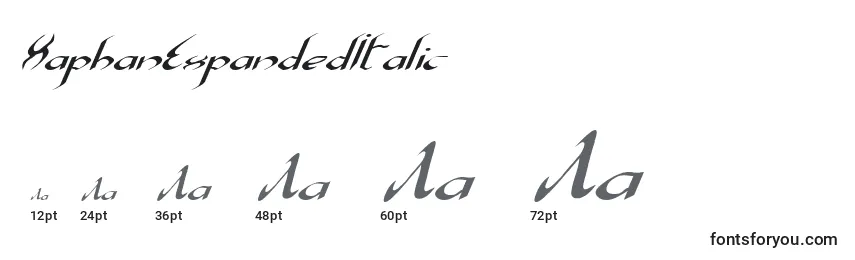 Größen der Schriftart XaphanExpandedItalic