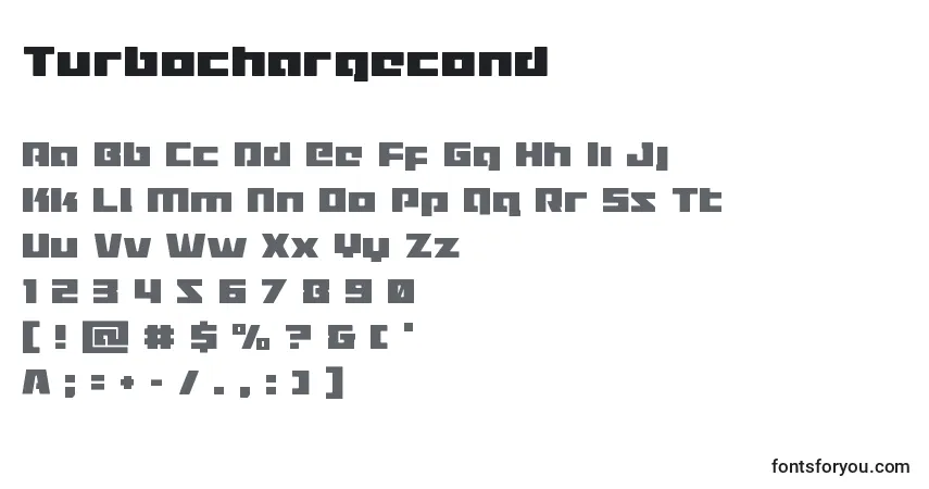Schriftart Turbochargecond – Alphabet, Zahlen, spezielle Symbole
