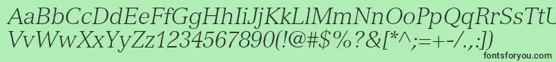 VersaillesltstdLightitalic Font – Black Fonts on Green Background