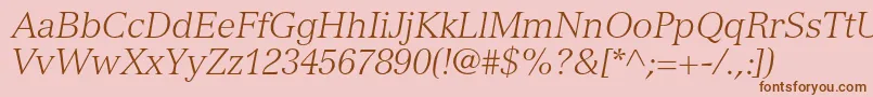 VersaillesltstdLightitalic Font – Brown Fonts on Pink Background