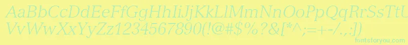 VersaillesltstdLightitalic Font – Green Fonts on Yellow Background