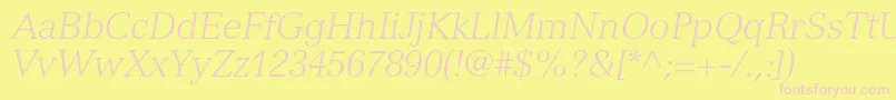 Шрифт VersaillesltstdLightitalic – розовые шрифты на жёлтом фоне