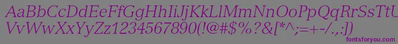 VersaillesltstdLightitalic Font – Purple Fonts on Gray Background