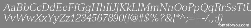 フォントVersaillesltstdLightitalic – 灰色の背景に白い文字