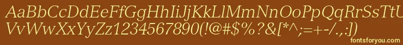 VersaillesltstdLightitalic Font – Yellow Fonts on Brown Background