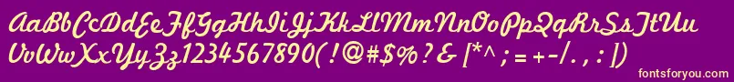 フォントMarketingscript – 紫の背景に黄色のフォント