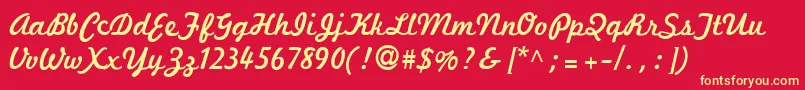 Marketingscript Font – Yellow Fonts on Red Background