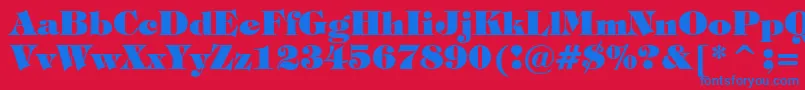 フォントTiffanyHeavyBt – 赤い背景に青い文字