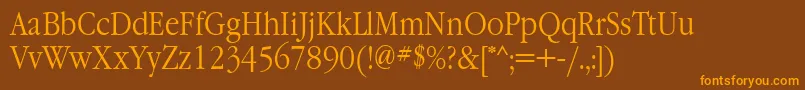 GaramondnarrowettNormal-Schriftart – Orangefarbene Schriften auf braunem Hintergrund