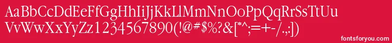 フォントGaramondnarrowettNormal – 赤い背景に白い文字