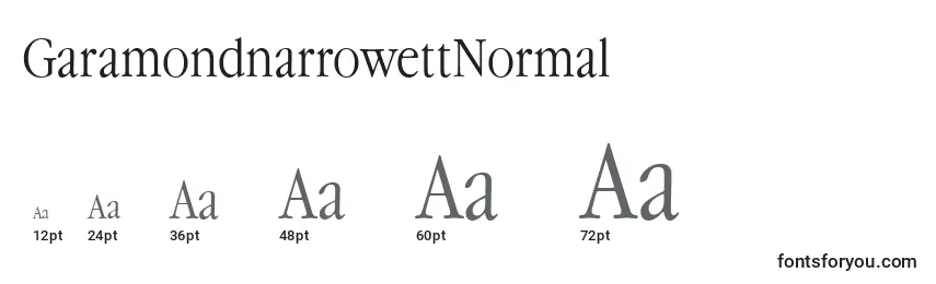 Размеры шрифта GaramondnarrowettNormal