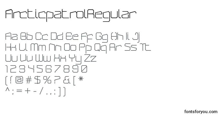 Fuente ArcticpatrolRegular - alfabeto, números, caracteres especiales