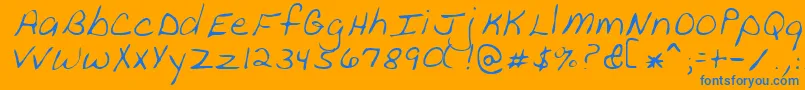 PeanutRegular-Schriftart – Blaue Schriften auf orangefarbenem Hintergrund