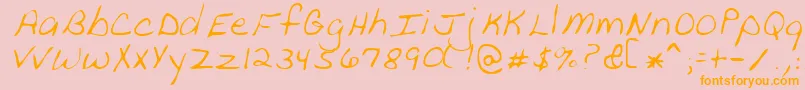 フォントPeanutRegular – オレンジの文字がピンクの背景にあります。