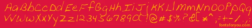 フォントPeanutRegular – 赤い背景にオレンジの文字