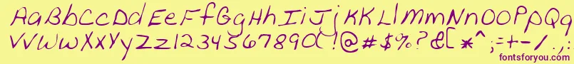 PeanutRegular Font – Purple Fonts on Yellow Background