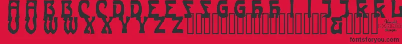 フォントCarmenCapsinside – 赤い背景に黒い文字