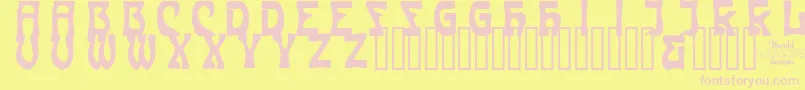 CarmenCapsinside Font – Pink Fonts on Yellow Background