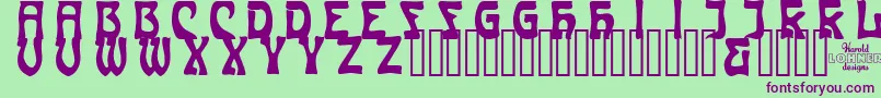 CarmenCapsinside Font – Purple Fonts on Green Background