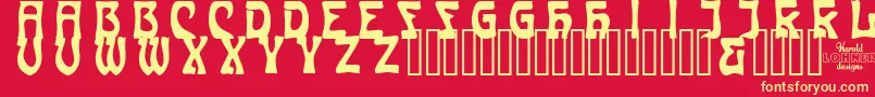 CarmenCapsinside Font – Yellow Fonts on Red Background