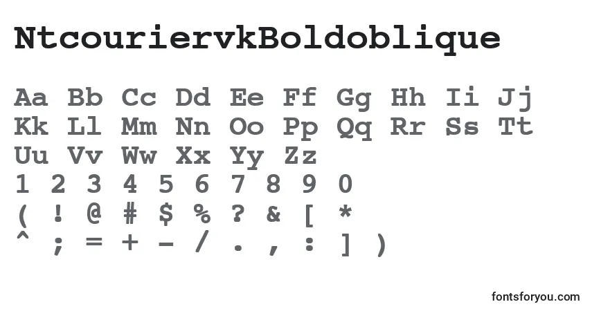 Шрифт NtcouriervkBoldoblique – алфавит, цифры, специальные символы