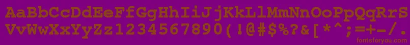 Шрифт NtcouriervkBoldoblique – коричневые шрифты на фиолетовом фоне