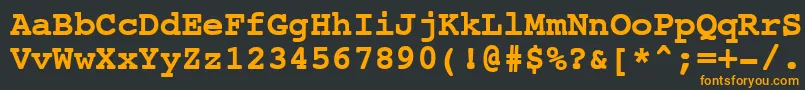 フォントNtcouriervkBoldoblique – 黒い背景にオレンジの文字