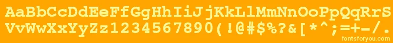 NtcouriervkBoldoblique-Schriftart – Gelbe Schriften auf orangefarbenem Hintergrund