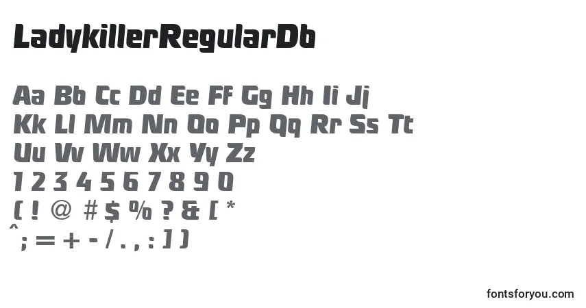 A fonte LadykillerRegularDb – alfabeto, números, caracteres especiais
