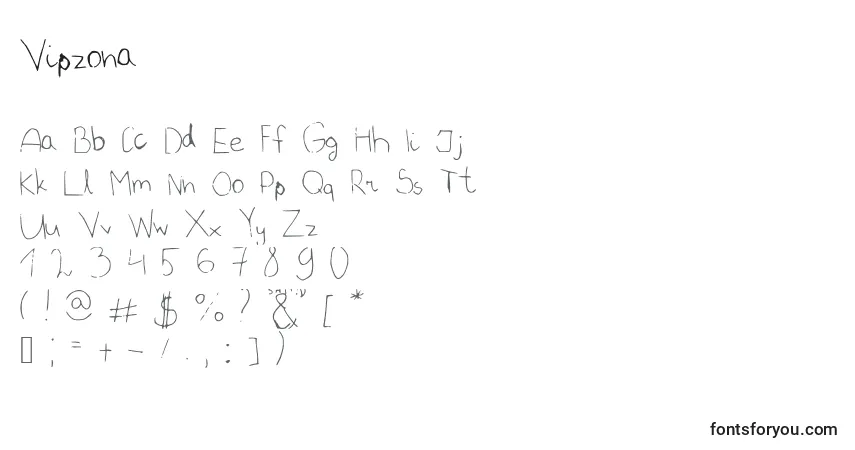 Schriftart Vipzona – Alphabet, Zahlen, spezielle Symbole