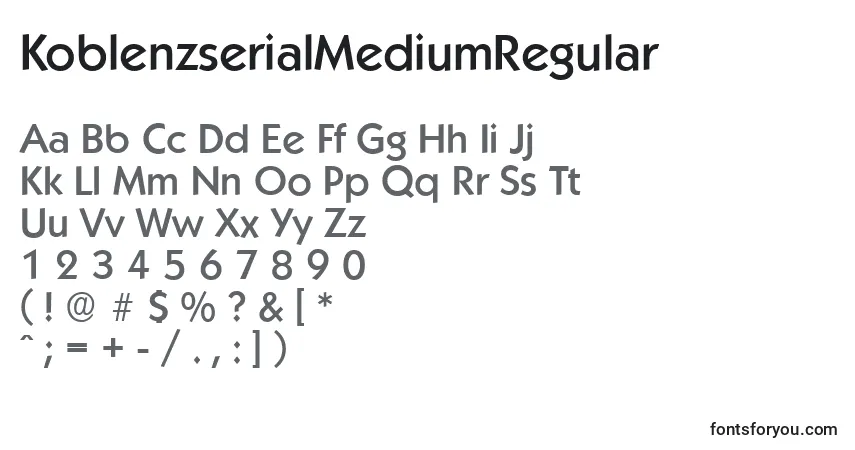 Schriftart KoblenzserialMediumRegular – Alphabet, Zahlen, spezielle Symbole