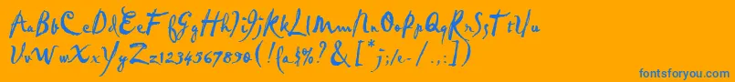 PabloLetPlain.1.0-Schriftart – Blaue Schriften auf orangefarbenem Hintergrund