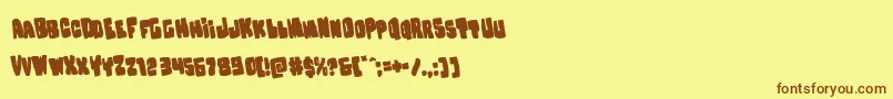 フォントNobodyhomerotate – 茶色の文字が黄色の背景にあります。