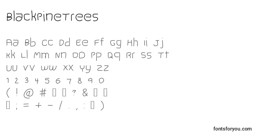 Czcionka BlackPineTrees – alfabet, cyfry, specjalne znaki