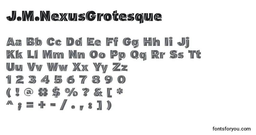Schriftart J.M.NexusGrotesque – Alphabet, Zahlen, spezielle Symbole