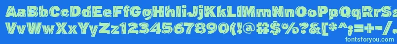 J.M.NexusGrotesque Font – Green Fonts on Blue Background