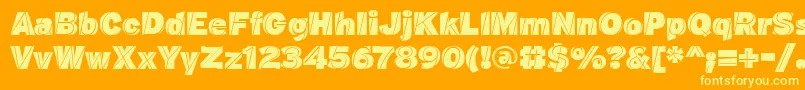 Weitere Informationen zur J.M.NexusGrotesque-Schriftart J.M.NexusGrotesque-Schriftart – Gelbe Schriften auf orangefarbenem Hintergrund