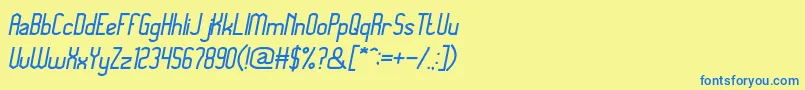 フォントMegapolitanjakartaItalic – 青い文字が黄色の背景にあります。